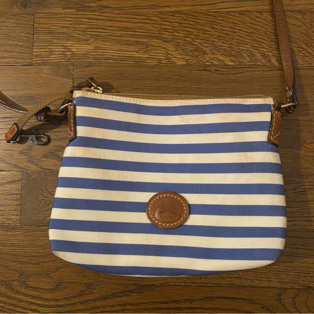 Striped Blue and White Crossbody Bag